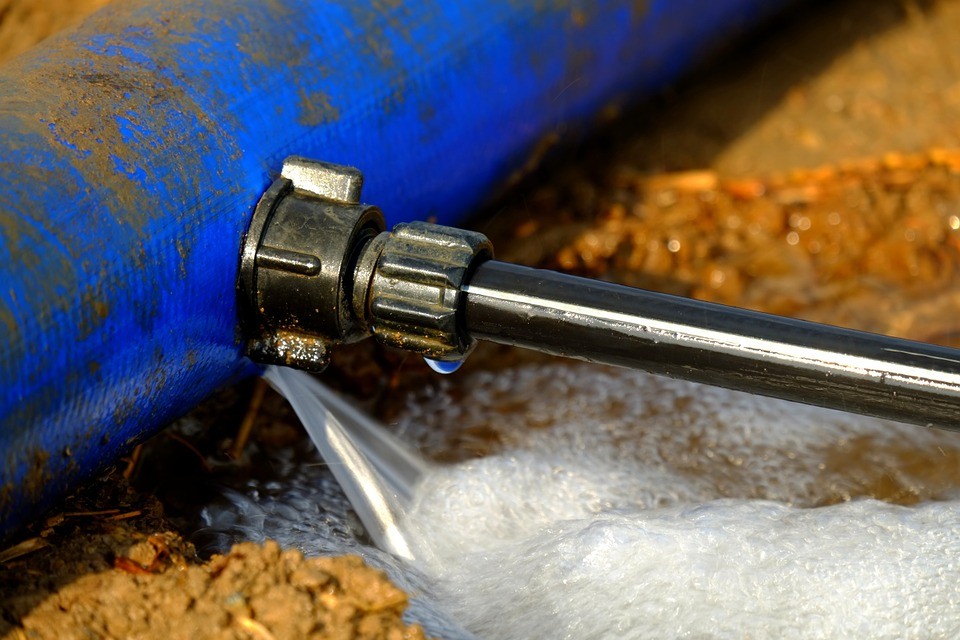 close up of leaking water pipe
